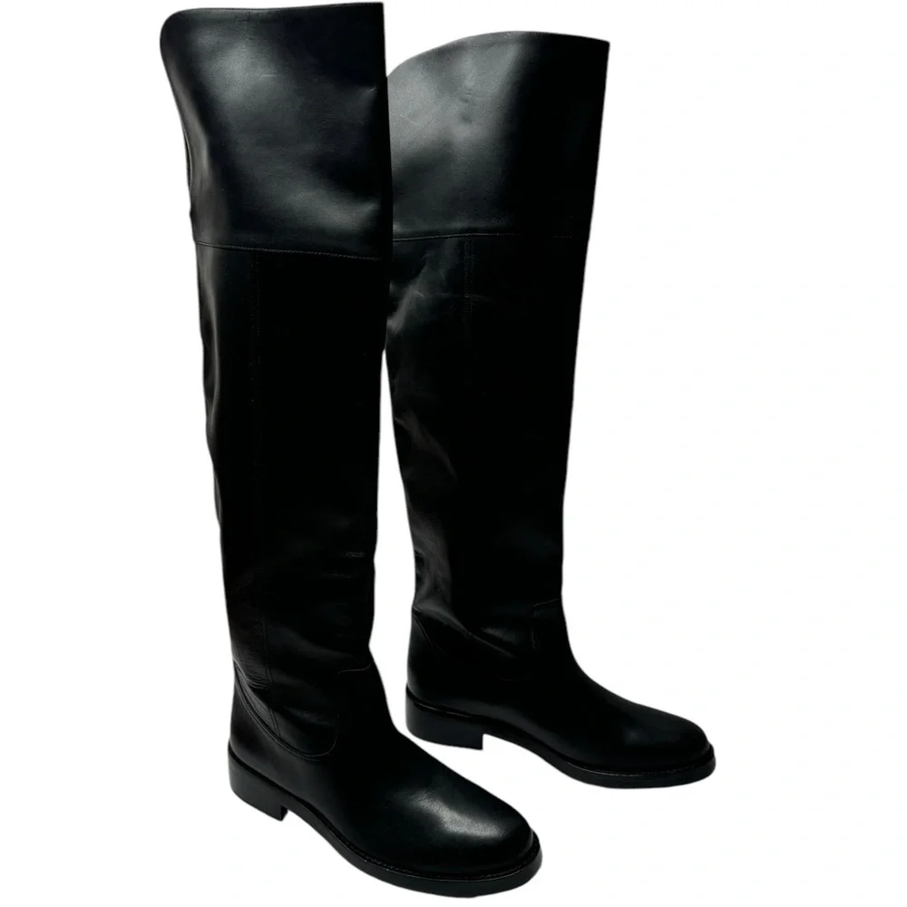 J. Crew | NWOB Over The Knee Riding Boots in Black Leather 9.5